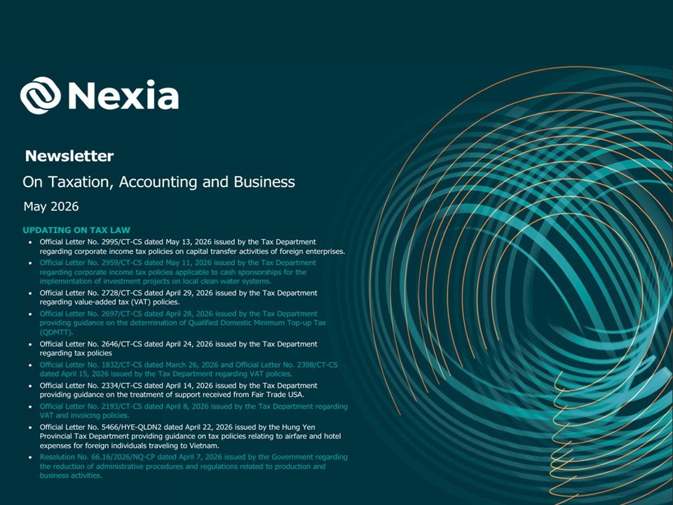 Newsletter on Taxation, Accounting and Business – May 2026