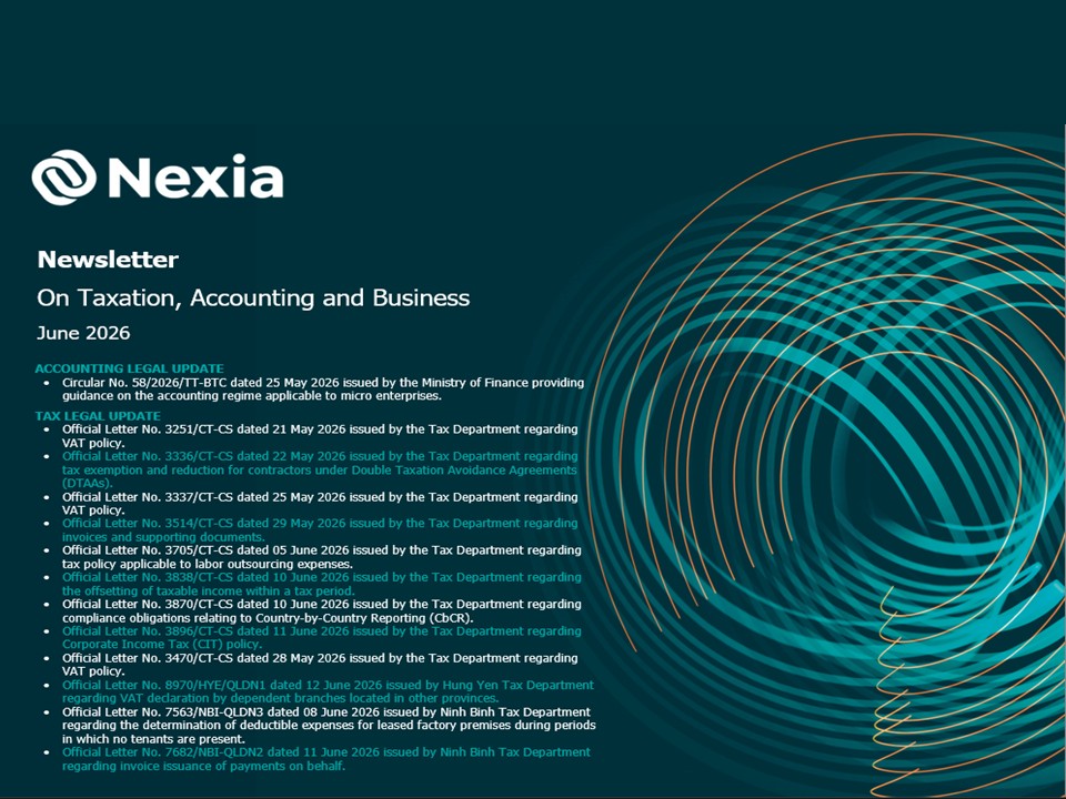 Newsletter on Taxation, Accounting and Business – June 2026